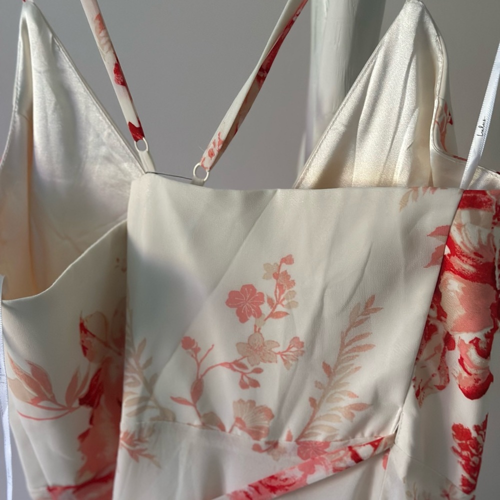 Lulu's Red and Cream Floral Maxi Dress - Picture 5 of 5